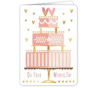 Quire Collections Carte colorée « On Your Wedding Day Cake », rose, 115 x 163 mm