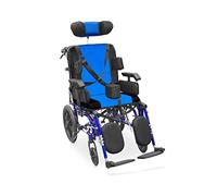 QUIRUMED Chaise roulante neurologique, Largeur Assise 46 cm, Extensible, Aluminium, Pliable, Freins à poignée, Anticool, Harnais de Fixation, Tête réglable, pour Personnes âgées