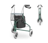 QUIRUMED Déambulateur pliable à 3 roues avec panier et sac à dos