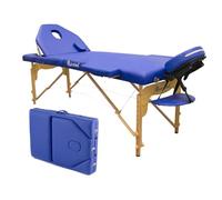 QUIRUMED Elite Table de Massage Pliante en Bois, Bleu, 194 x 70 cm, Simili Cuir, Portable, Dossier Pliable, Appui-tête Amovible, Trou pour Le Visage, Hauteur réglable, Jusqu'à 150 kg
