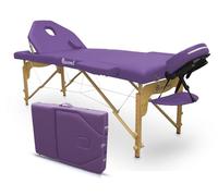 QUIRUMED Elite Table de Massage Pliante en Bois, Couleur Violet, 194 x 70 cm, Similicuir, Portable, Dossier Rabattable, Tête Amovible, Trou pour Le Visage, Hauteur réglable, Jusqu'à 150 kg