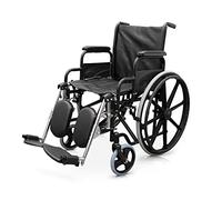 QUIRUMED Fauteuil Roulant avec Repose-Pieds relevables et Amovibles, Acier, Couleur Noire, Pliable, Assise 46 cm, Freins à Main, pour Personnes âgées, pour handicapés