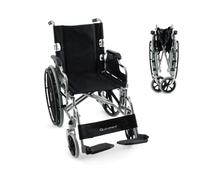 QUIRUMED Fauteuil roulant en acier chromé PRO, Pliable, Roues pleines, Dossier rabattable, Accoudoirs rabattables, Repose-pieds amovibles, Freins à main