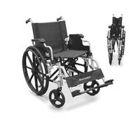 QUIRUMED Fauteuil roulant en aluminium, pliant, siège 48 cm, accoudoirs pliants et amovibles, repose-pieds pliant, frein à main