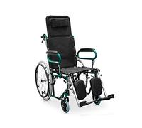 QUIRUMED Fauteuil roulant inclinable avec appui-tête, Siège 46 cm, Léger, Pliable, Pliage, Accoudoirs pliables, Roues anti-bascule, Freins à main et à levier Noir
