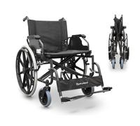 QUIRUMED Fauteuil roulant, LARGEUR SPÉCIALE 56 CM UTILES, pliable, Acier, Rembourrage amovible, siège spacieux, Facile plié, Accoudoirs amovibles, Pour personnes handicapées