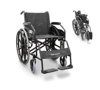 QUIRUMED Fauteuil roulant pliant EASY STYLE, Acier, Largeur 46 cm, Pliage facile, Boucles d'autopropulseur, Repose-pieds rabattables, Siège rembourré, Freins manuels, Pour personnes âgées