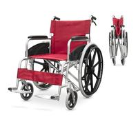 QUIRUMED Fauteuil roulant pliant en aluminium, avec freins, Léger, Repose-pieds pliable, Siège 46 cm, Anneau d'assise anatomique, Pour seniors, Pour personnes handicapées