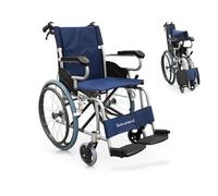 QUIRUMED Fauteuil roulant pliant en aluminium, Siège 44 cm, Repose-pieds pliable, Roulettes solides, Freins à main et à levier