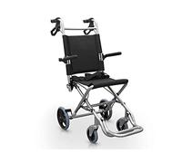 QUIRUMED Fauteuil roulant pliant, Spécial pour la maison, Pour le transfert, Aluminium, Léger, Accoudoirs pliants, Repose-pieds pliants, Freins à poignée, Avec ceinture, Jusqu'à 120 kg