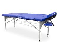 QUIRUMED Table de Massage Pliable en Aluminium Easy, Couleur Bleue, 186 x 66 cm, Table de Massage, Similicuir léger, Portable, réglage en Hauteur télescopique, jusqu'à 140 kg