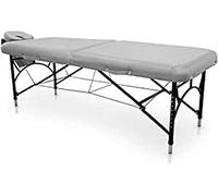 QUIRUMED Table de massage pliable en aluminium Easy Force, couleur argent, table de massage, simili cuir, rembourrage haute densité, réglable en hauteur, léger jusqu'à 210 kg