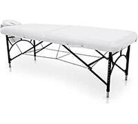 QUIRUMED Table de Massage Pliable en Aluminium Easy Force, Couleur Blanche, Table de Massage, Similicuir, Remplissage Haute densité, réglable en Hauteur, tête Amovible, légère, jusqu'à 210 kg