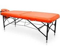 QUIRUMED Table de Massage Pliable en Aluminium Easy Force, Couleur Orange, Table de Massage, Similicuir Cuir, Remplissage Haute densité, réglable en Hauteur, tête Amovible, légère, jusqu'à 210 kg