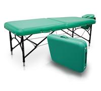 QUIRUMED Table de Massage Pliable en Aluminium Easy Force, Couleur Verte, Table de Massage, Similicuir Cuir, Remplissage Haute densité, réglable en Hauteur, léger jusqu'à 210 kg