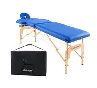 QUIRUMED Table de Massage Pliable en Bois Easy, Couleur Bleue, 186 x 66 cm, Table de Massage, Massage physiothérapie, Similicuir tête articulée, Hauteur réglable, 2 Corps