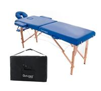 QUIRUMED Table de Massage Pliable en Bois Easy, Couleur Bleue, 194 x 70 cm, Table de Massage, Massage physiothérapie, Similicuir tête articulée, Hauteur réglable, 2 Corps jusqu'à 150 kg