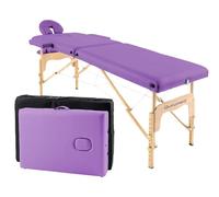 QUIRUMED Table de Massage Pliable en Bois Easy, Couleur Violet, 182 x 60 cm, Similicuir Portable, légère tête Amovible, Trou du Visage, Hauteur réglable jusqu'à 120 kg