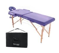 QUIRUMED Table de Massage Pliable en Bois Easy, Couleur Violet, 194 x 70 cm, Table de Massage, Massage physiothérapie, Similicuir tête articulée, Hauteur réglable, 2 Corps jusqu'à 150 kg