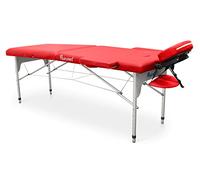QUIRUMED Table de Massage Pliante Easy en Aluminium, Couleur Rouge, 186 x 66 cm, Table de Massage, Simili Cuir, légère, Portable, réglage télescopique de la Hauteur, jusqu'à 140 kg