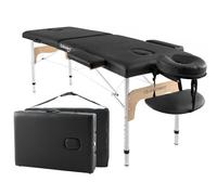 QUIRUMED Table de Massage Pliante en Aluminium Easy, Noir, 180 x 60 cm, Simili Cuir, Portable, léger, Appui-tête Amovible, Trou pour Le Visage, Hauteur réglable, jusqu'à 120 kg.