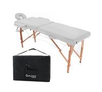 QUIRUMED Table de Massage Pliante en Bois Easy, Couleur Blanc, 194 x 70 cm, Table de Massage, Massage Physiothérapie, Similicuir, Tête Articulée, Hauteur Réglable, 2 Corps, Jusqu'à 150 kg