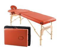 QUIRUMED Table de Massage Pliante en Bois Easy, Couleur Orange, 182 x 60 cm, Similicuir, Portable, Tête Amovible Légère, Trou pour Le Visage, Hauteur Réglable, Jusqu'à 120 kg