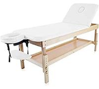 QUIRUMED Table Fixe en Bois avec Dossier Rabattable et Plateau, Colour White, 186 x 70 cm, Bois, Simili-Cuir, réglable en Hauteur, Plateau d'accoudoir, Trou pour Le Visage, jusqu'à 180 kg