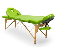 QUIRUMED Table Pliante en Bois Pro, 194 x 70 cm, avec Dossier Rabattable, Couleur Vert Pistache, Similicuir, Trou Facial, Tête Amovible, Hauteur réglable, jusqu'à 150 kg