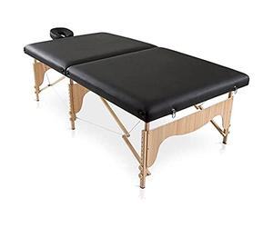 QUIRUMED Table Pliante en Bois, Type BOBATH, 200 x 107 cm, Largeur spéciale, Couleur Noir, Similicuir Portable, tête Amovible, Hauteur réglable, jusqu'à 180 kg