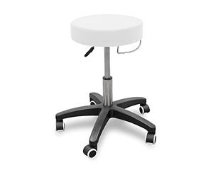 QUIRUMED Tabouret avec Base roulante et Support de Serviette Blanc