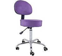 QUIRUMED Tabouret avec Dossier, Base chromée, 5 Roues et Levage à gaz Violet