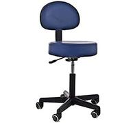 QUIRUMED Tabouret avec Dossier élévateur à gaz avec 5 Roues, Couleur Bleue, tapissé en Similicuir Haute densité, Hauteur réglable jusqu'à 135 kg