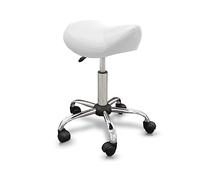 QUIRUMED Tabouret de Type Poney avec Base en Acier Blanc
