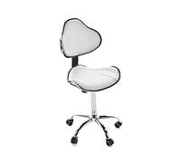 QUIRUMED Tabouret Ergonomique avec Levage à gaz, Base à 5 Roues, Couleur Blanche, réglable en Hauteur, Structure en Acier chromé, Similicuir, esthétique, physiothérapie, centres médicaux, Bureau