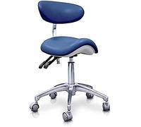 QUIRUMED Tabouret Poney hydraulique Elite, Couleur Bleu Marine, multidisciplinaire, Acier Inoxydable, Similicuir Cuir, Dossier Ergonomique, Rembourrage en polyuréthane, Hauteur réglable