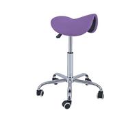 QUIRUMED Tabouret Pony 5 Roues, Base chromée, Couleur Violet, revêtement en Similicuir, réglable en Hauteur, léger, Design Ergonomique, pivotant, jusqu'à 150 kg