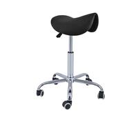 QUIRUMED Tabouret Pony 5 roulettes Base chromée Noir