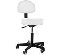 QUIRUMED Tabouret rembourré avec Dossier, élévation à gaz avec 5 roulettes Blanc