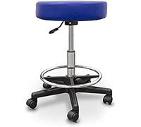 QUIRUMED Tabouret rembourré réglable avec Repose-Pieds, réglable et élévation à gaz, Couleur Bleu, Similicuir Rotatif, jusqu'à 135 kg