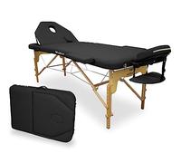 QUIRUMED WELLCORE Table de Massage Pliable avec Dossier Rabattable, fabriquée en Bois, Similicuir Cuir, 195 x 70 cm, Hauteur réglable, tête Amovible, Trou Facial, Noir, jusqu'à 225 kg