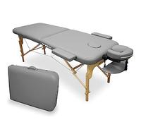 QUIRUMED WELLCORE Table de Massage Pliable en Bois en Similicuir 185 x 65 cm, Hauteur réglable, tête Amovible, Deux Bras d'agrandissement, Trou Facial, Couleur Argent, jusqu'à 225 kg