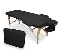 QUIRUMED WELLCORE Table de Massage Pliable en Bois en Similicuir 185 x 65 cm, Hauteur réglable, tête Amovible, Deux Bras d'agrandissement, Trou Facial, Couleur Noir, jusqu'à 225 kg