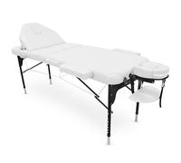 QUIRUMED WELLCORE Table de Massage Pliante, Blanc, 185 x 65 cm, Dossier Inclinable, Structure en Aluminium, Hauteur Réglable, avec Appui-Tête et Sac de Transport