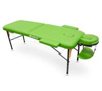 QUIRUMED WELLCORE Table de Massage Pliante en Aluminium, Vert Pistache, 185 x 65 cm, Dossier Inclinable, Rembourrage 14 cm, Hauteur Réglable, avec Appui-Tête et Sac de Transport