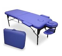 QUIRUMED WELLCORE - Table Pliante en Aluminium, 185 x 65 cm, Similicuir, Hauteur réglable, Tête articulée, Trou du Visage, Bras latéraux, Bleue, Sac à Dos de Transport, Jusqu'à 225 kg