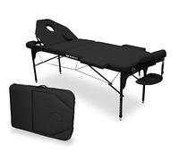QUIRUMED WELLCORE Table Pliante en Aluminium avec Dossier Rabattable, 185 x 65 cm, Similicuir Hauteur réglable, tête articulée, Trou Facial, Couleur Noir, Sac à Dos de Transport, jusqu'à 225 kg