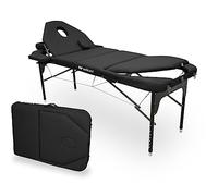 QUIRUMED WELLCORE Table Pliante en Aluminium avec Double Dossier Rabattable, 185 x 65 cm, Similicuir Hauteur réglable, tête articulée, Trou Facial, Couleur Noir, Sac de Transport, jusqu'à 225 kg
