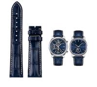 Quirxio Bracelet de montre en cuir de vache avec boucle papillon 19 mm, 20 mm, 21 mm pour collection Masters L3 L4 L2.628/L2.673, 21mm, Acétate, Pas de pierre précieuse