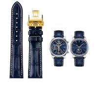 Quirxio Bracelet de montre en cuir de vache avec boucle papillon 19 mm, 20 mm, 21 mm pour collection Masters L3 L4 L2.628/L2.673, 20mm, Acétate, Pas de pierre précieuse